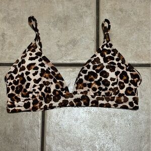 Kona Sol cheetah print bikini swim top size medium brown/tan/cream